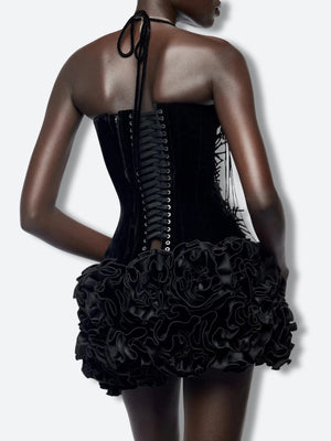 Corset Top & Ruffled Mini Skirt Two Piece Set