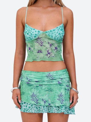 Floral Top & Mini Skirt Two Piece Set