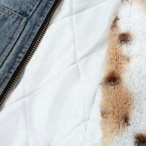 Fur Lined Hooded Denim Jacket