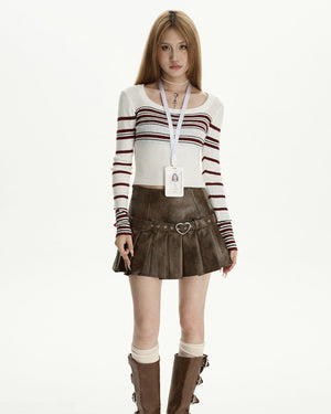 Love Bites Leather Pleated Skirt