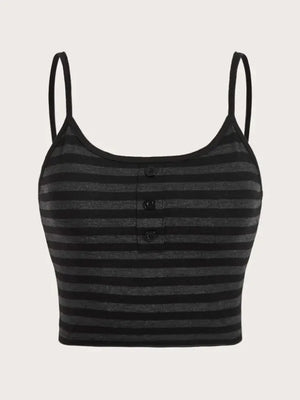 Y2K Striped Button Crop Top