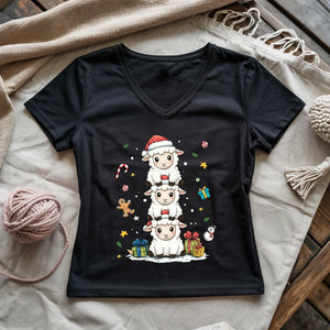 Woolly Christmas Tower Lady V-neck