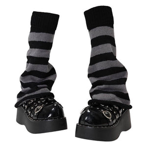 Black & Grey Striped Leg Warmers