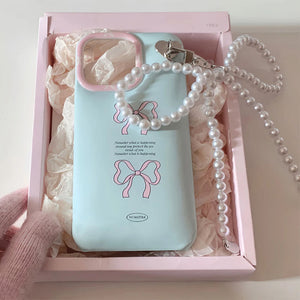 Coquette iPhone Case with Pearl Bow Charm