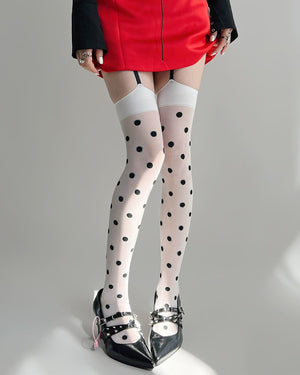 Coquette Polka Dot Suspender Tights