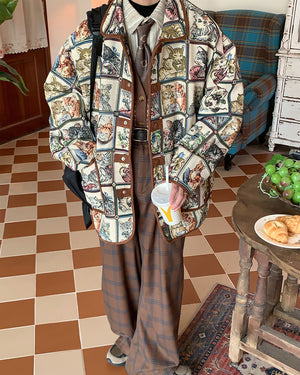 Oversized Cat Print Jacket