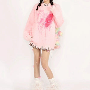 Pastel Pink Butterfly Sweater