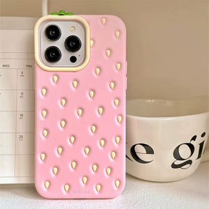 Pink Strawberry 3D iPhone Case