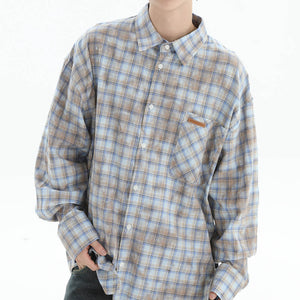 Soft Girl Plaid Button-Up Shirt