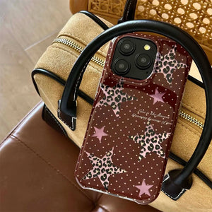 Y2K Star Leopard iPhone Case