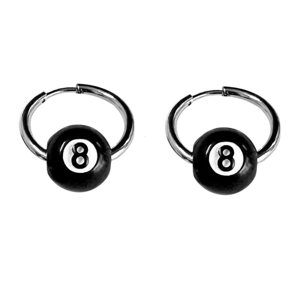 8 Ball Hoop Earrings
