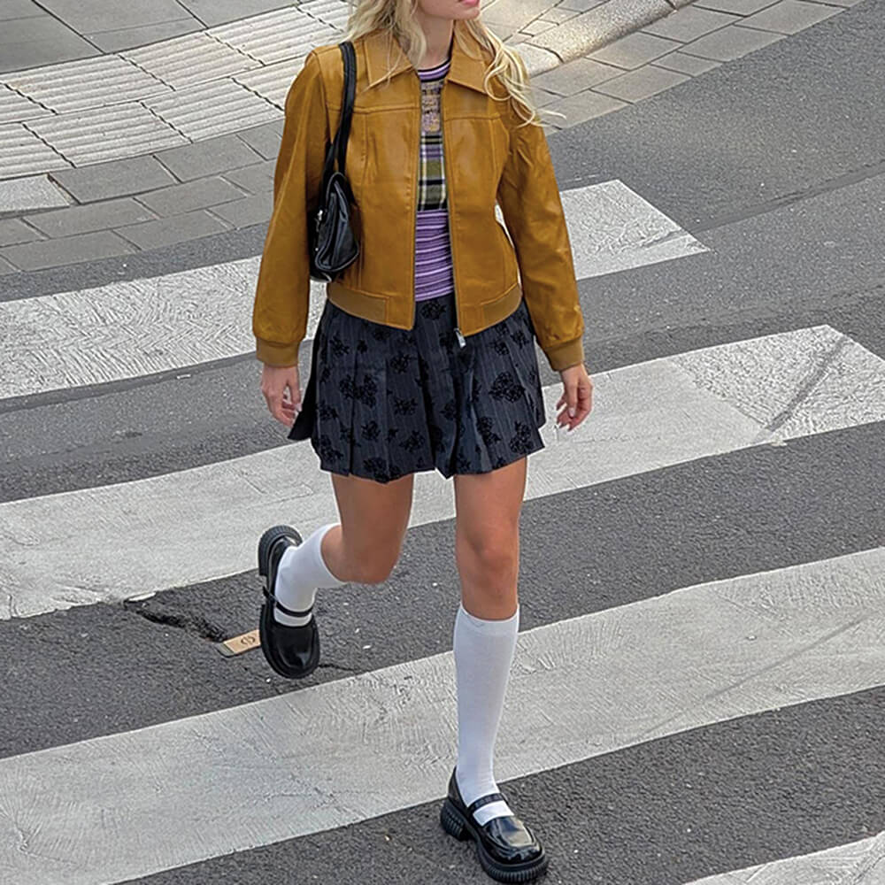 90s Mustard Leather Jacket