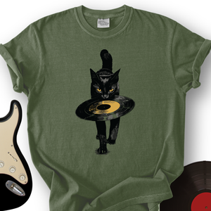 Black Cat Vinyl T-Shirt
