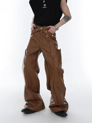 Cyberpunk Faux Leather Wide Leg Pants