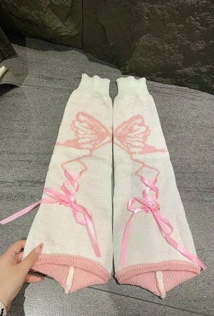 Grunge Butterfly Lace Up Leg Warmers
