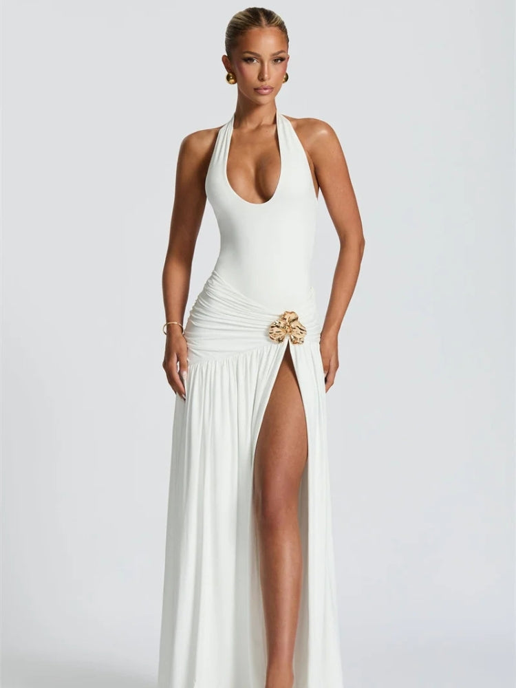 Halter Bodysuit & Maxi Skirt Two Piece Set