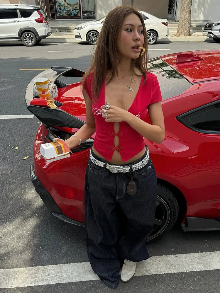 Lace-Up Cut-Out Crop Top