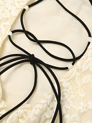 Lemon Lace Backless Mini Dress