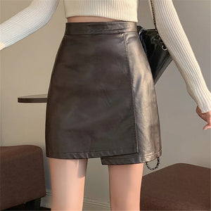 Light Academia Faux Leather Mini Skirt