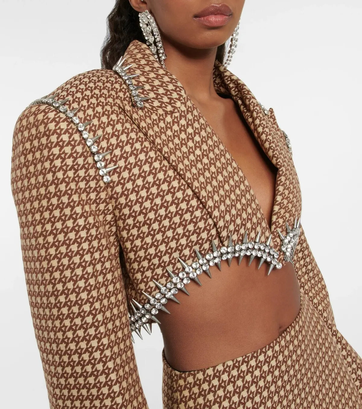 Rhinestone Blazer & Skirt Two Piece Set