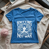 Knitting Not War Lady V-neck