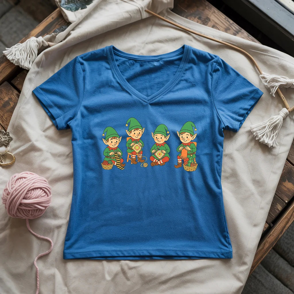 Santa’s Stitch Squad Lady V-neck