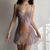 Sheer Mesh Slit Mini Dress