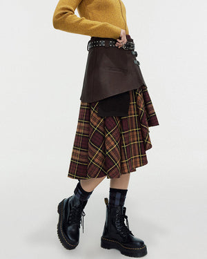 Grunge Asymmetrical Plaid Skirt