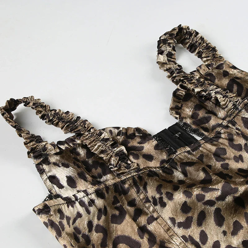 Y2K Leopard Corset Top