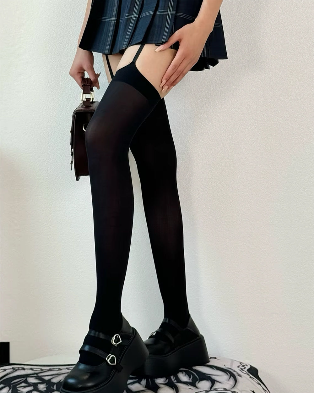 High School Crush Suspender Tights