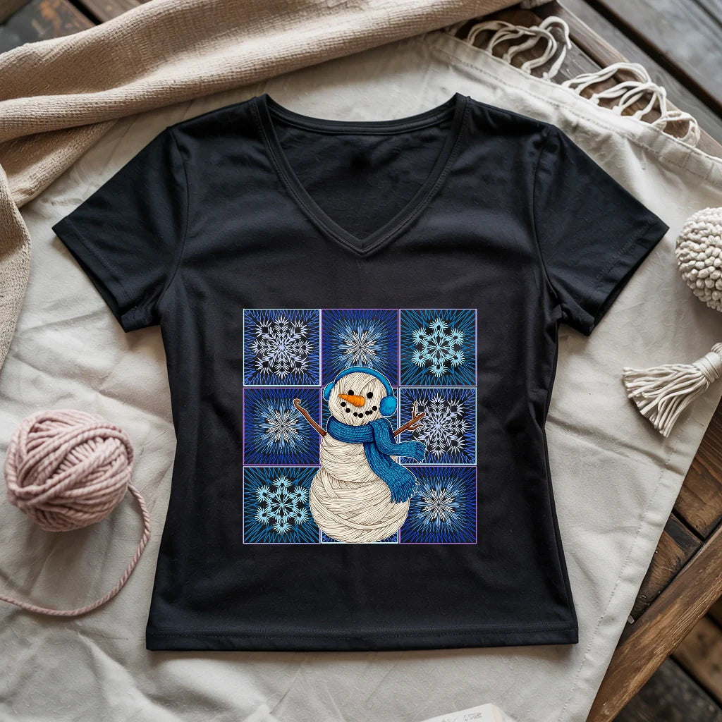 Crochet Snowman Lady V-neck