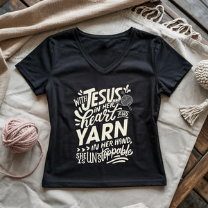 Jesus And Yarn Lady V-neck