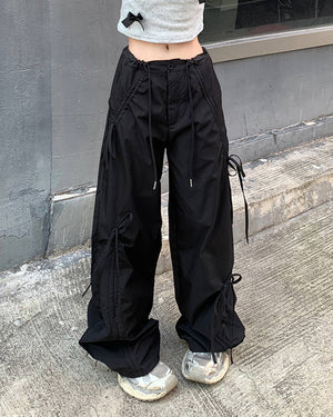 Soft Girl Bows Wide-Leg Cargo Pants