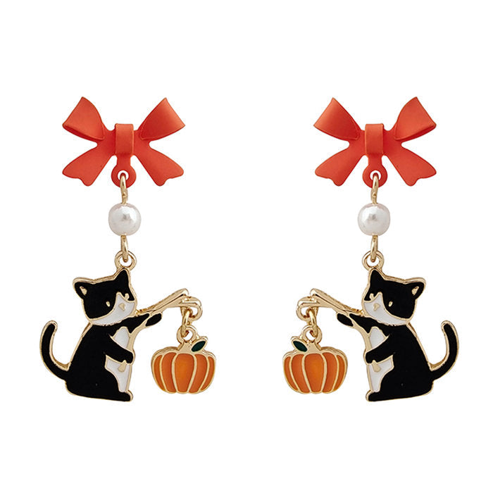 Black Cat & Pumpkin Earrings