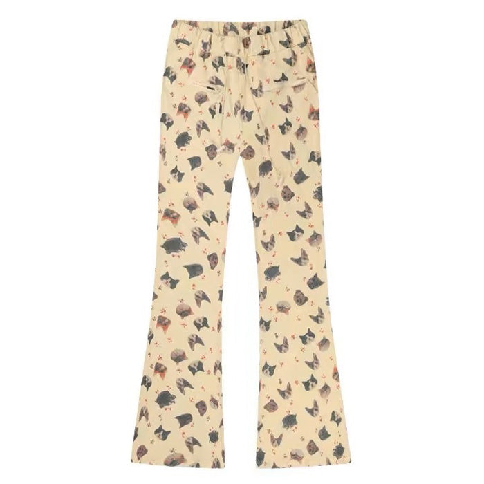 Cat Print Graphic Pants