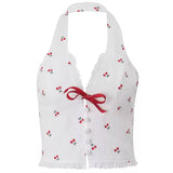 French Summer Cherry Halter Top
