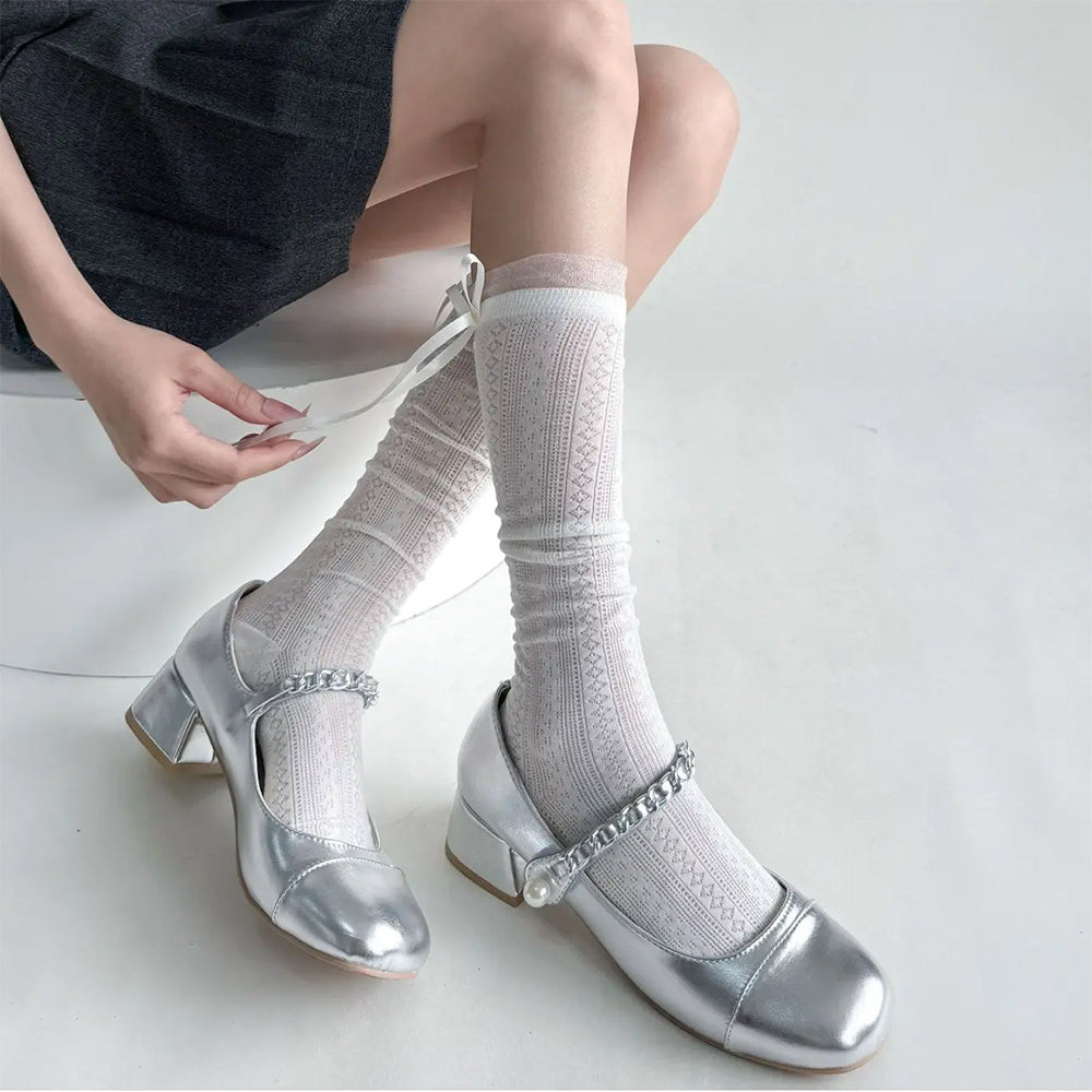 Coquette Girl Ribbon Bow Socks