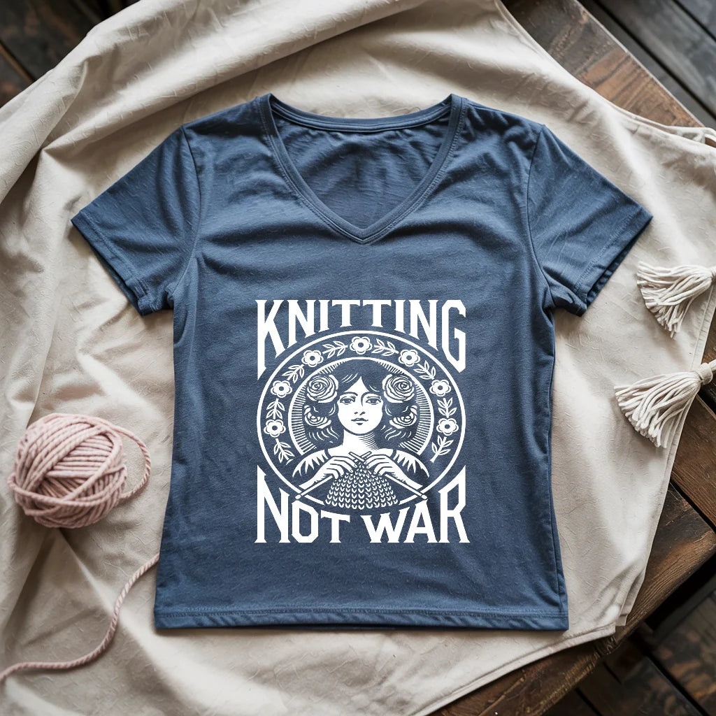 Knitting Not War Lady V-neck