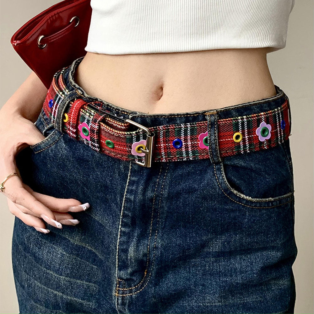 Indie Flower Plaid Belt