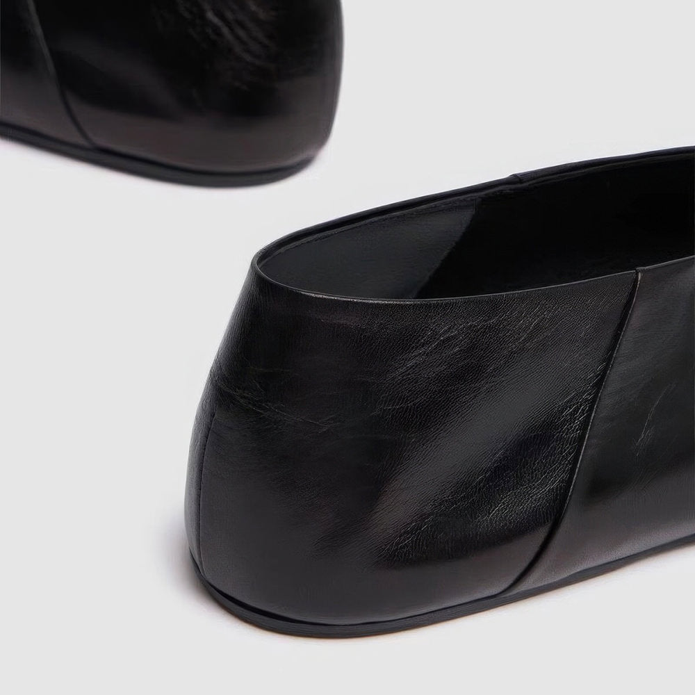 Minimalist Square-Toe Black Flats