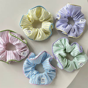 Pastel Stripe Pajama Style Scrunchies