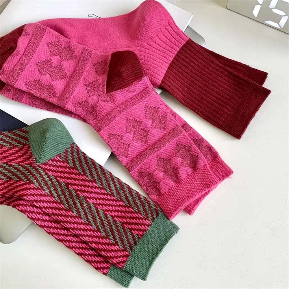 Pink & Green Patterned Socks