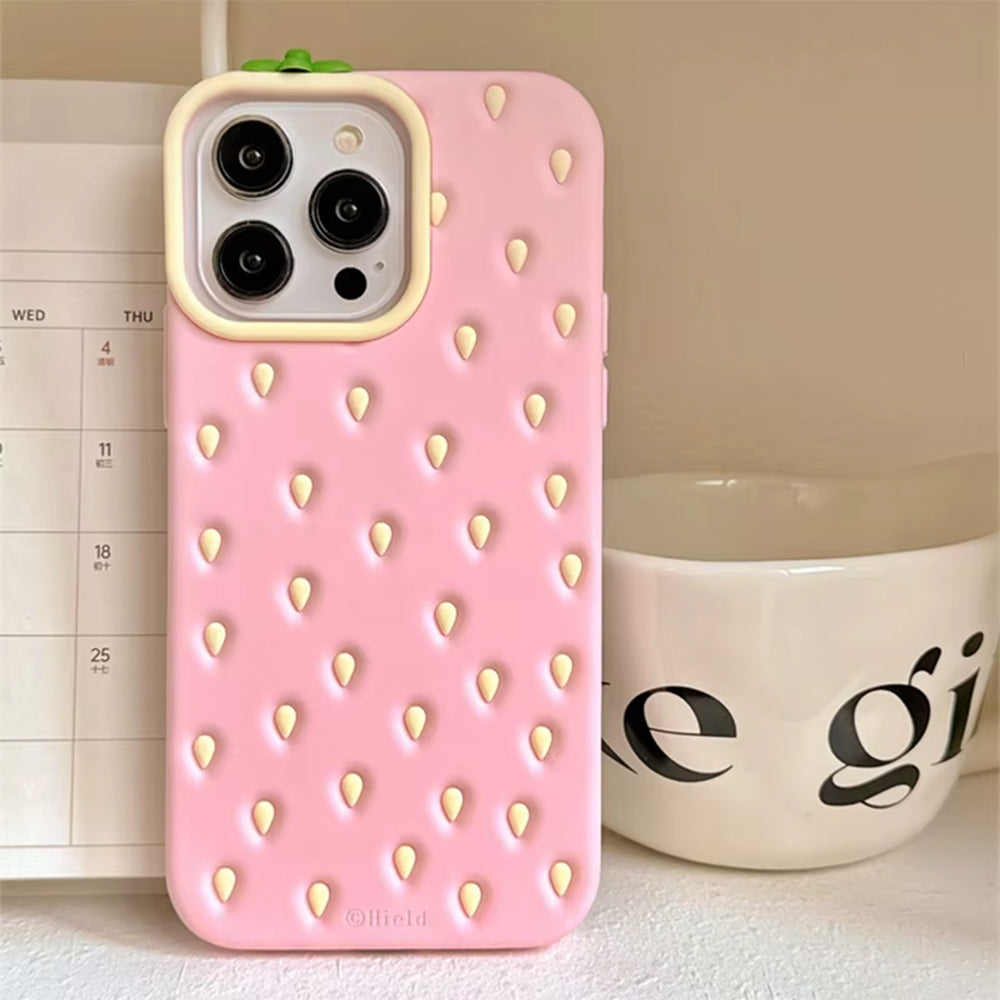 Pink Strawberry 3D iPhone Case