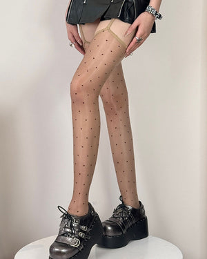 Polka Dot Suspender Tights
