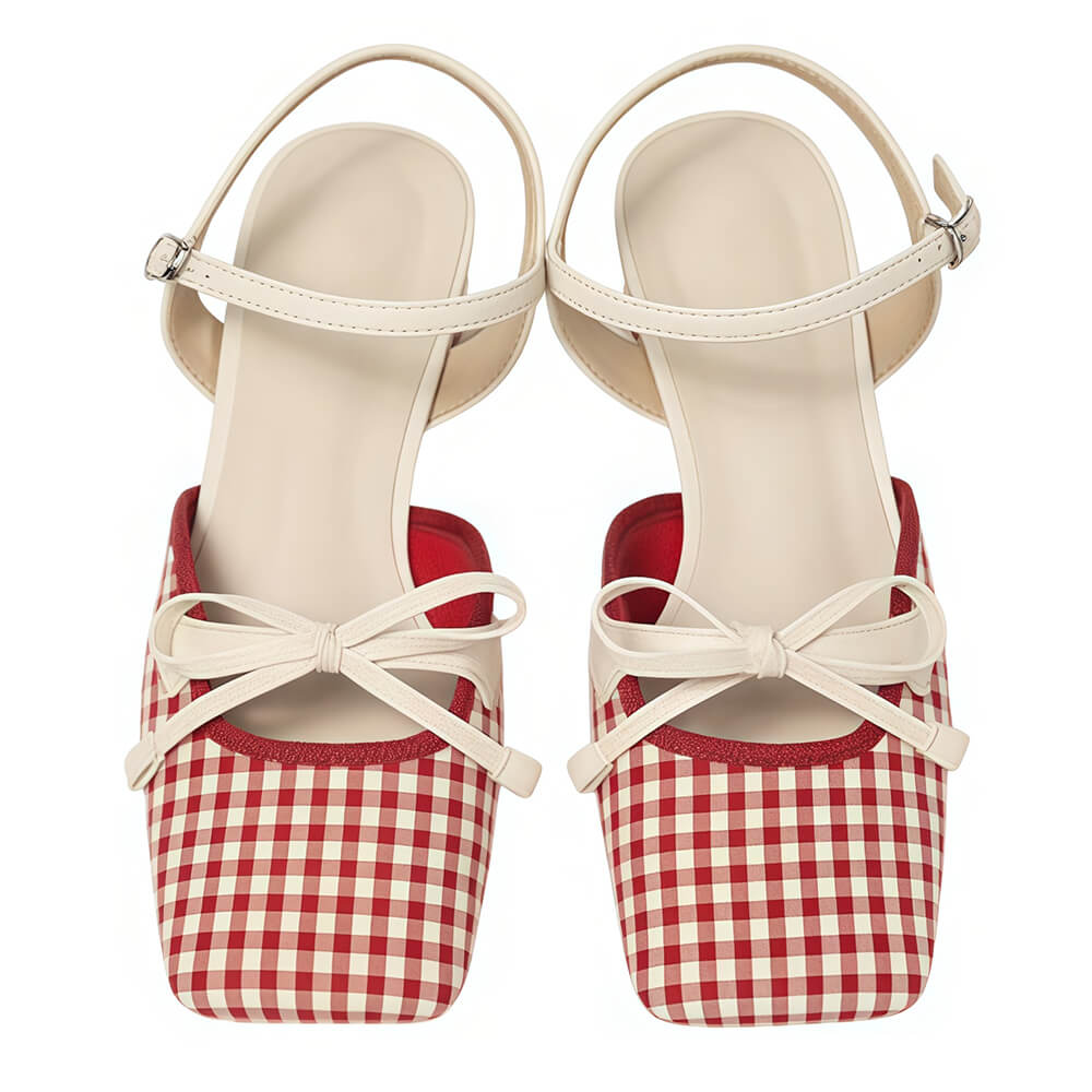 Preppy Gingham Bow Sandals