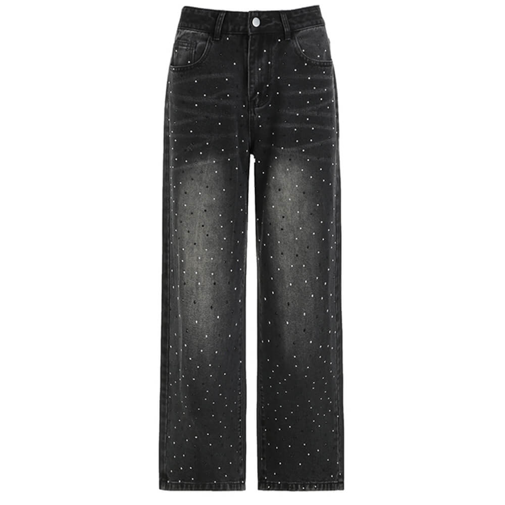 Midnight Rhinestone Baggy Jeans