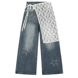 Rhinestone Star Wide Leg Jeans