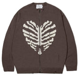 Skeleton Print Zip Up Sweater