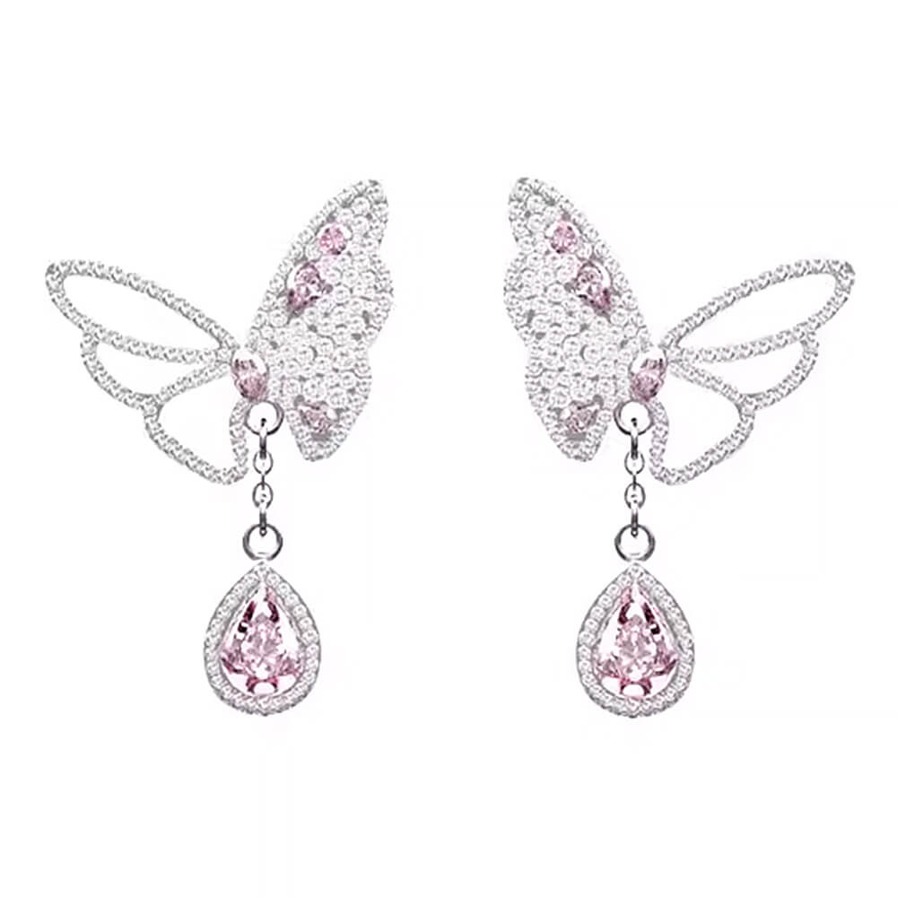Sparkling Butterfly Drop Earrings