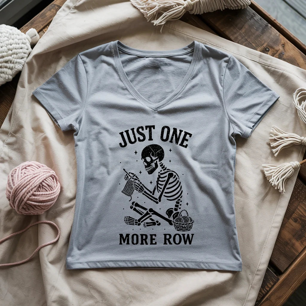 One More Row Skeleton Lady V-neck